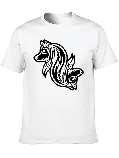 Camiseta Negra con Diseño de Lobos Tribal