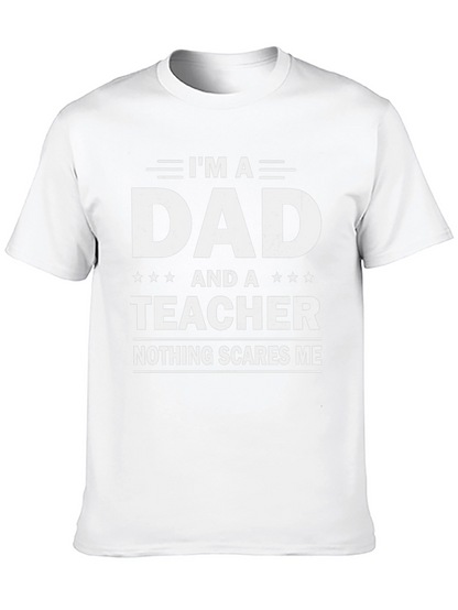 Camiseta Negra Papá y Profesor: ¡Nada me Asusta!
