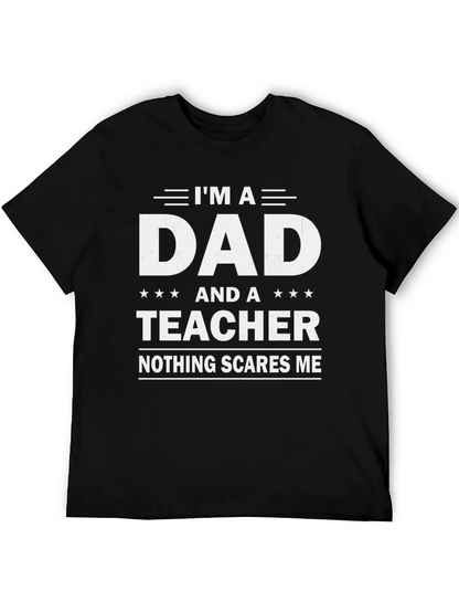 Camiseta Negra Papá y Profesor: ¡Nada me Asusta!