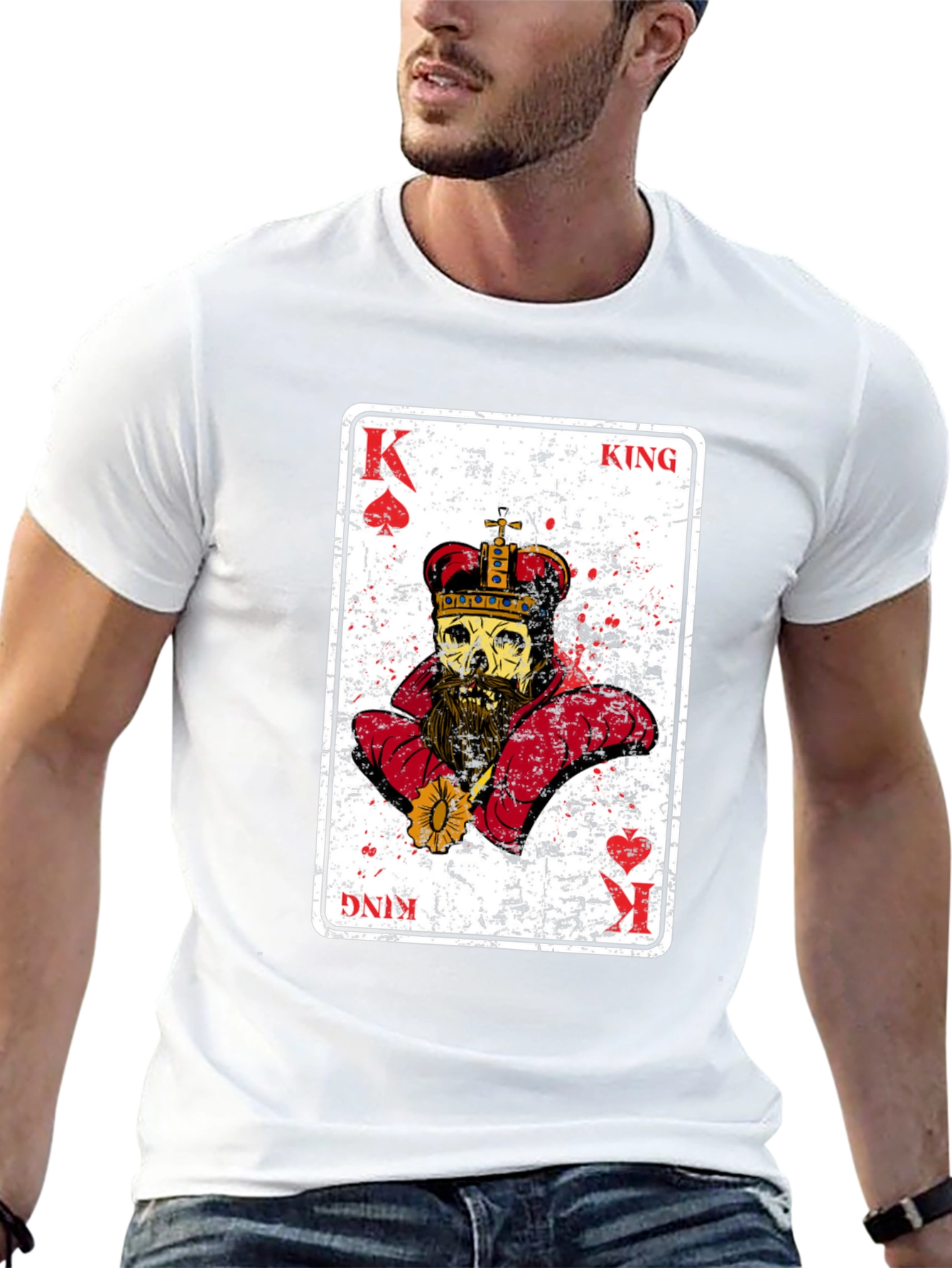 Camiseta Negra Rey Esqueleto Baraja