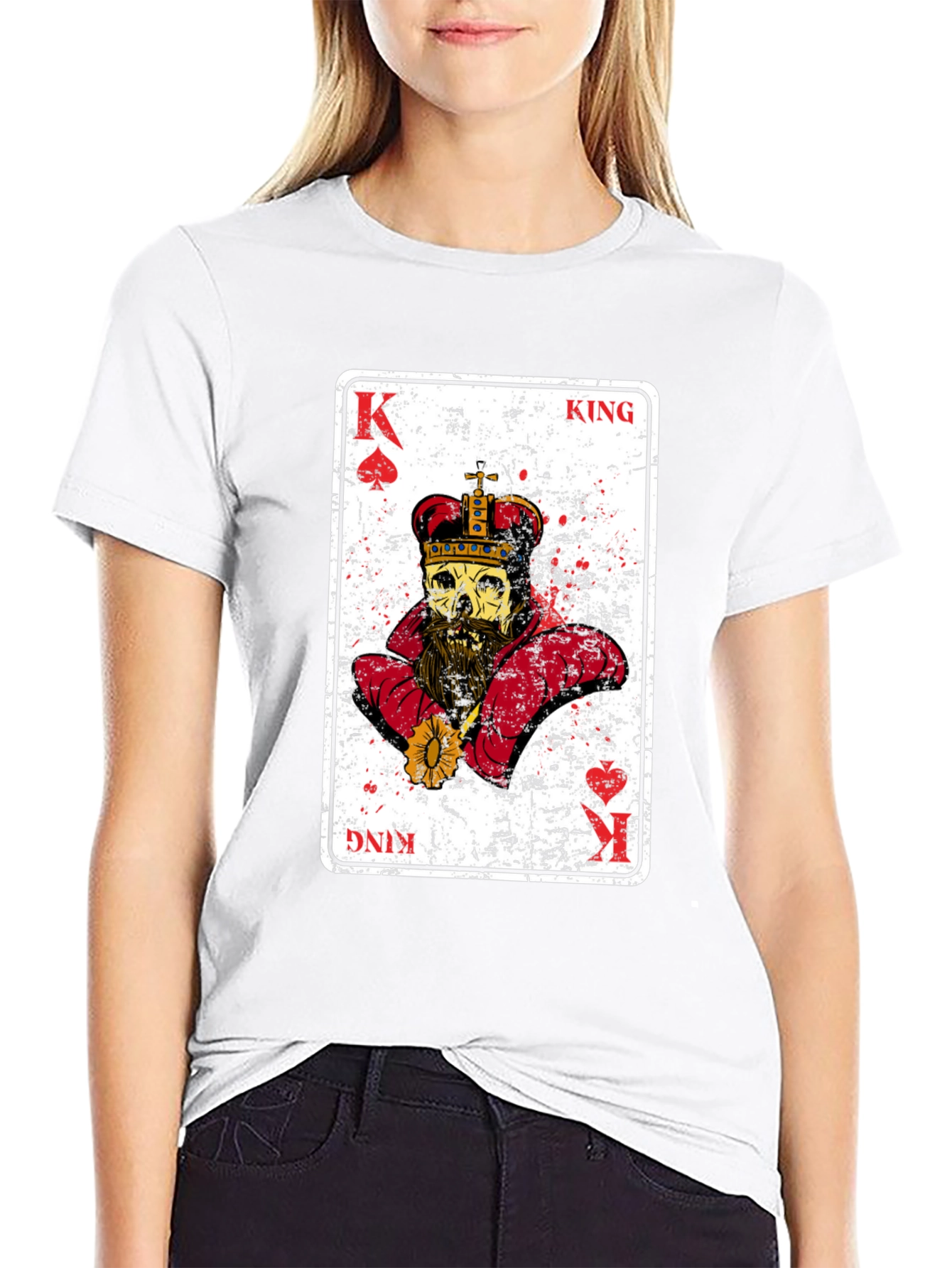 Camiseta Negra Rey Esqueleto Baraja