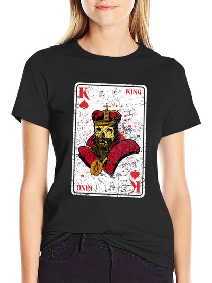 Camiseta Negra Rey Esqueleto Baraja