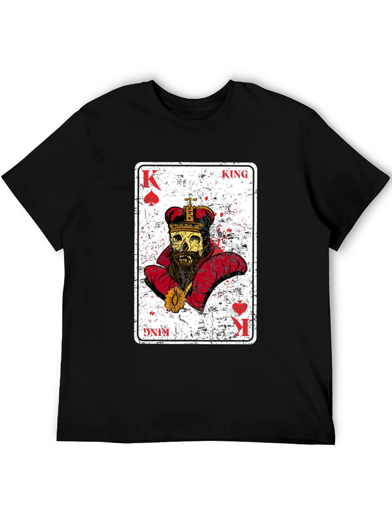 Camiseta Negra Rey Esqueleto Baraja