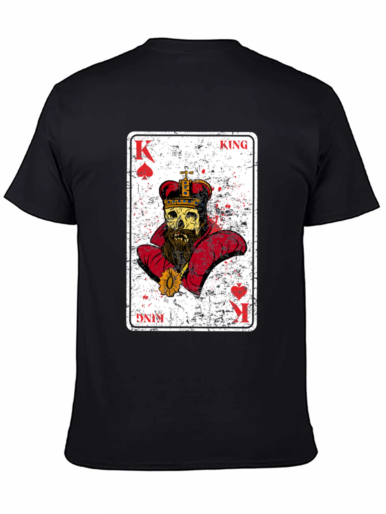 Camiseta Negra Rey Esqueleto Baraja