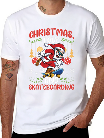 Camiseta Navideña de Santa Skateboarding