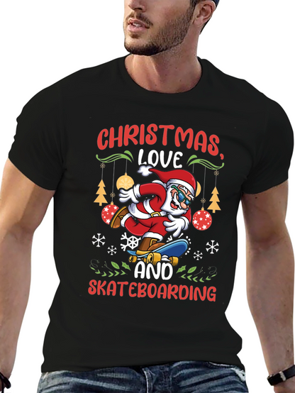 Camiseta Navideña de Santa Skateboarding