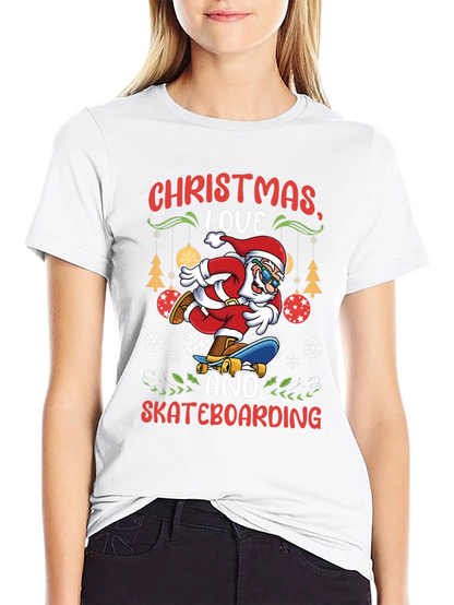 Camiseta Navideña de Santa Skateboarding