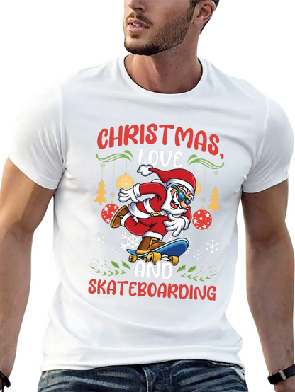 Camiseta Navideña de Santa Skateboarding