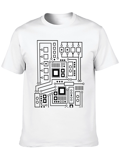 Camiseta Negra con Diseño de Circuito Electrónico