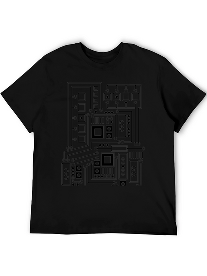 Camiseta Negra con Diseño de Circuito Electrónico