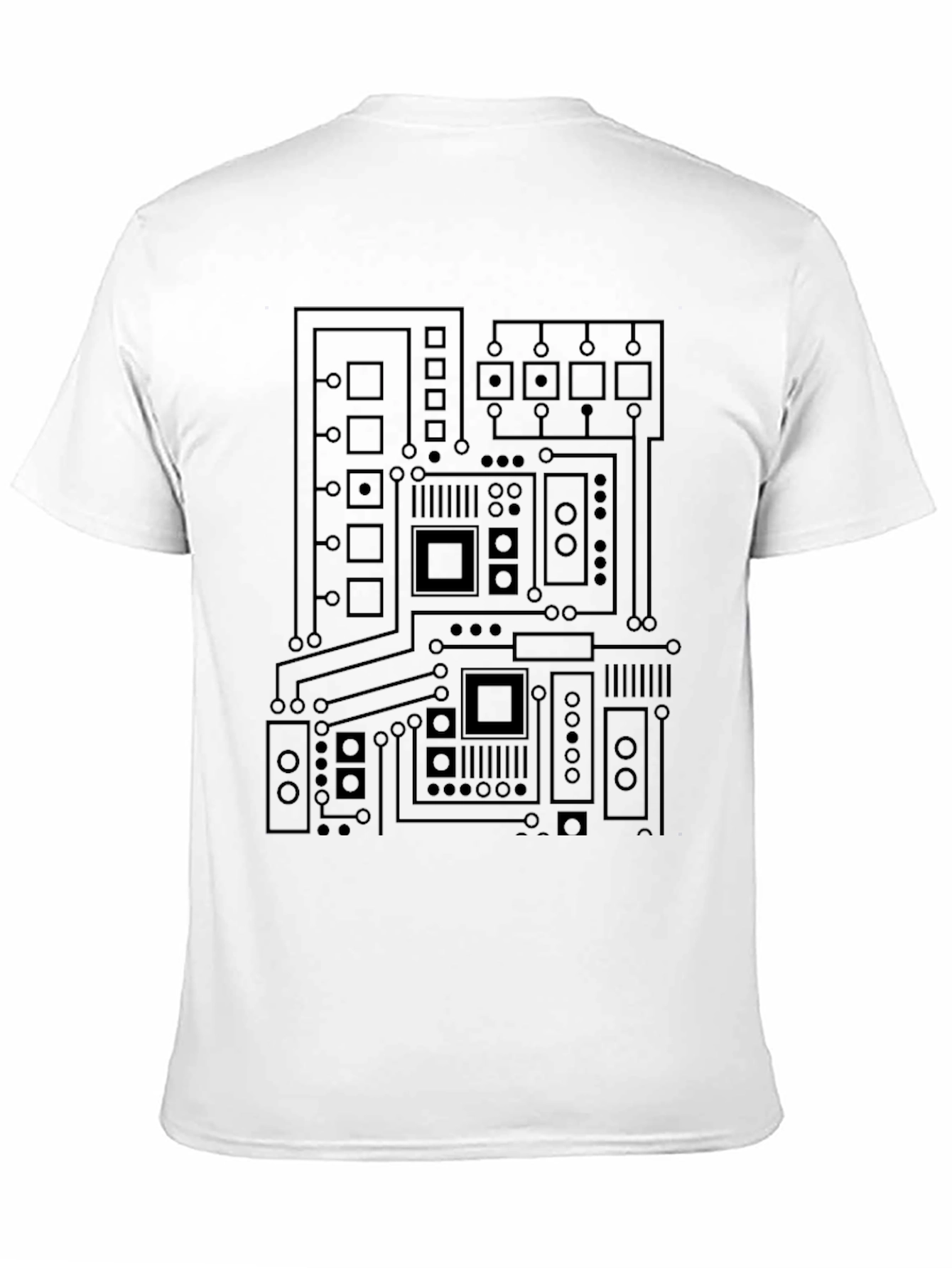 Camiseta Negra con Diseño de Circuito Electrónico