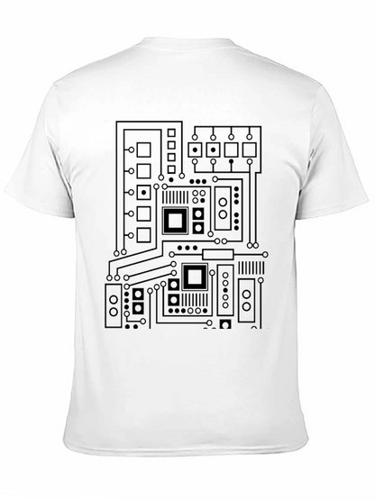 Camiseta Negra con Diseño de Circuito Electrónico