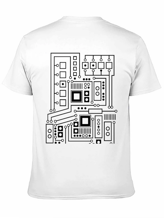Camiseta Negra con Diseño de Circuito Electrónico