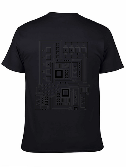 Camiseta Negra con Diseño de Circuito Electrónico