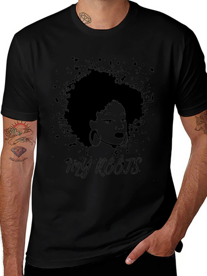 Camiseta Negra Mis Raíces con Diseño Afro