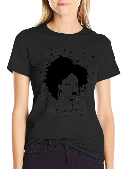 Camiseta Negra Mis Raíces con Diseño Afro