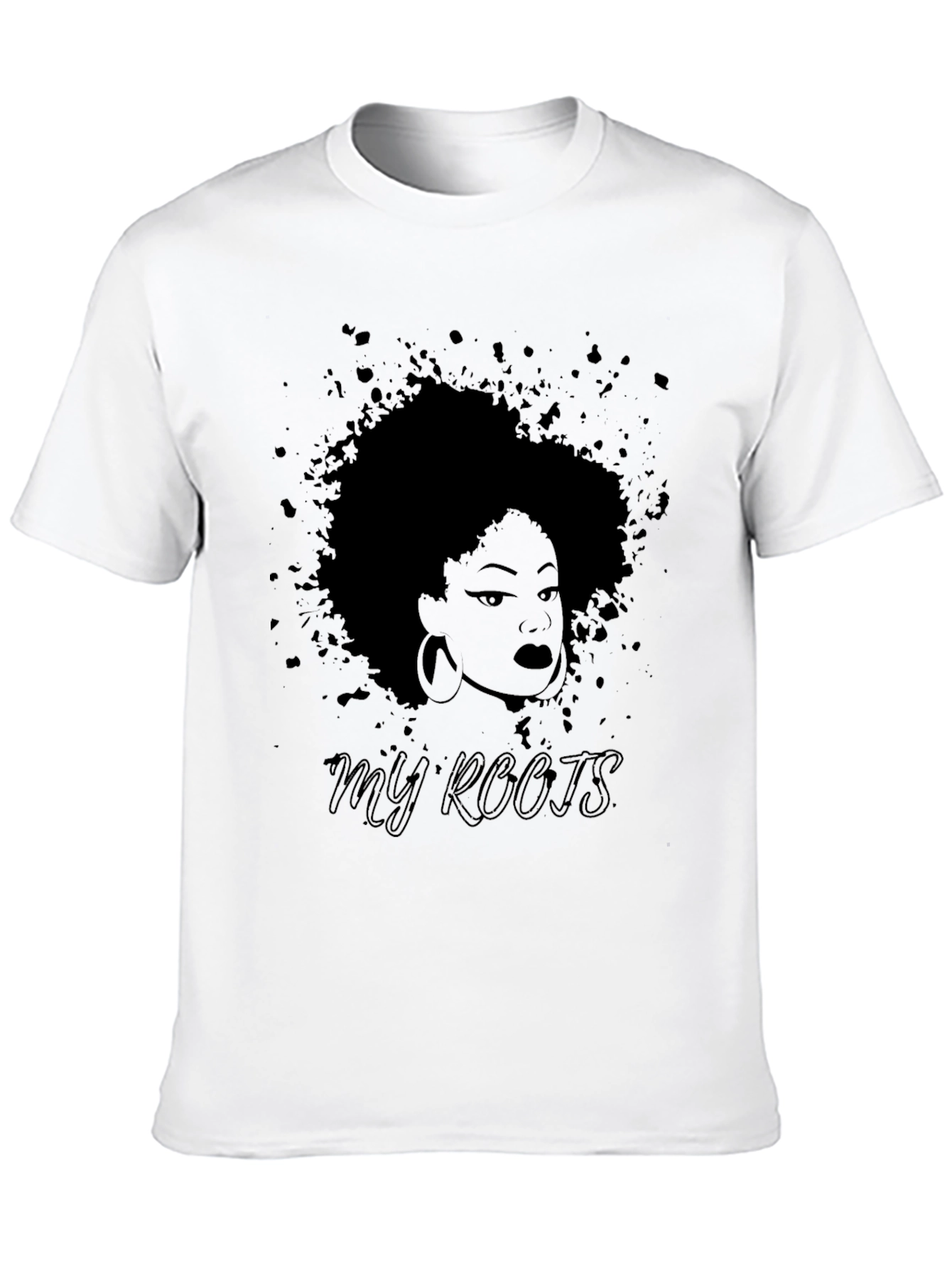 Camiseta Negra Mis Raíces con Diseño Afro