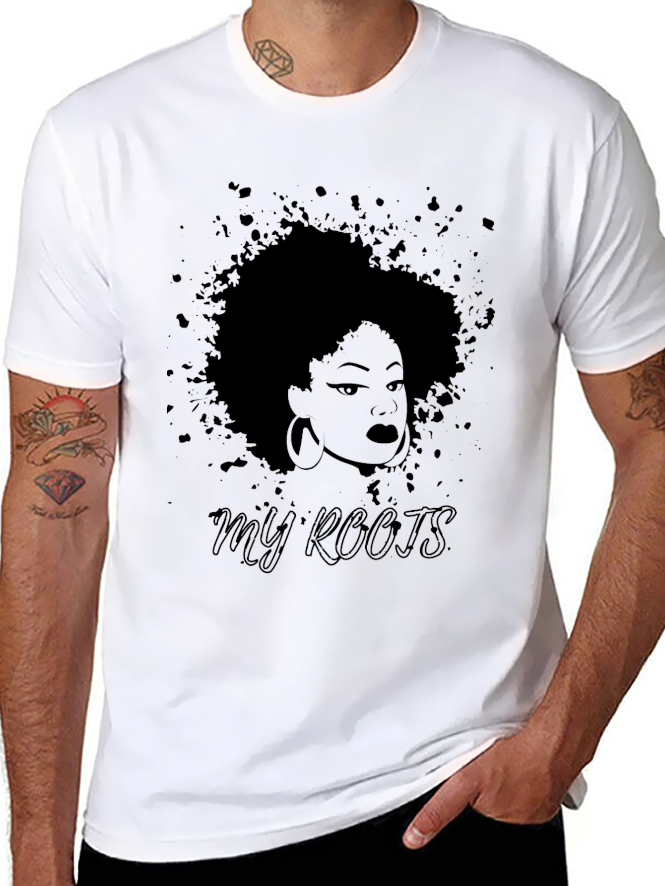 Camiseta Negra Mis Raíces con Diseño Afro