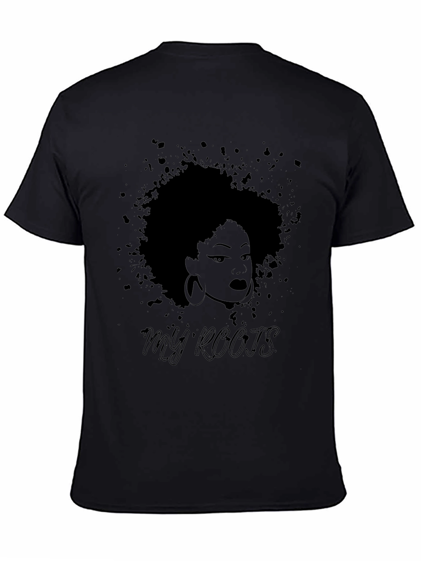 Camiseta Negra Mis Raíces con Diseño Afro