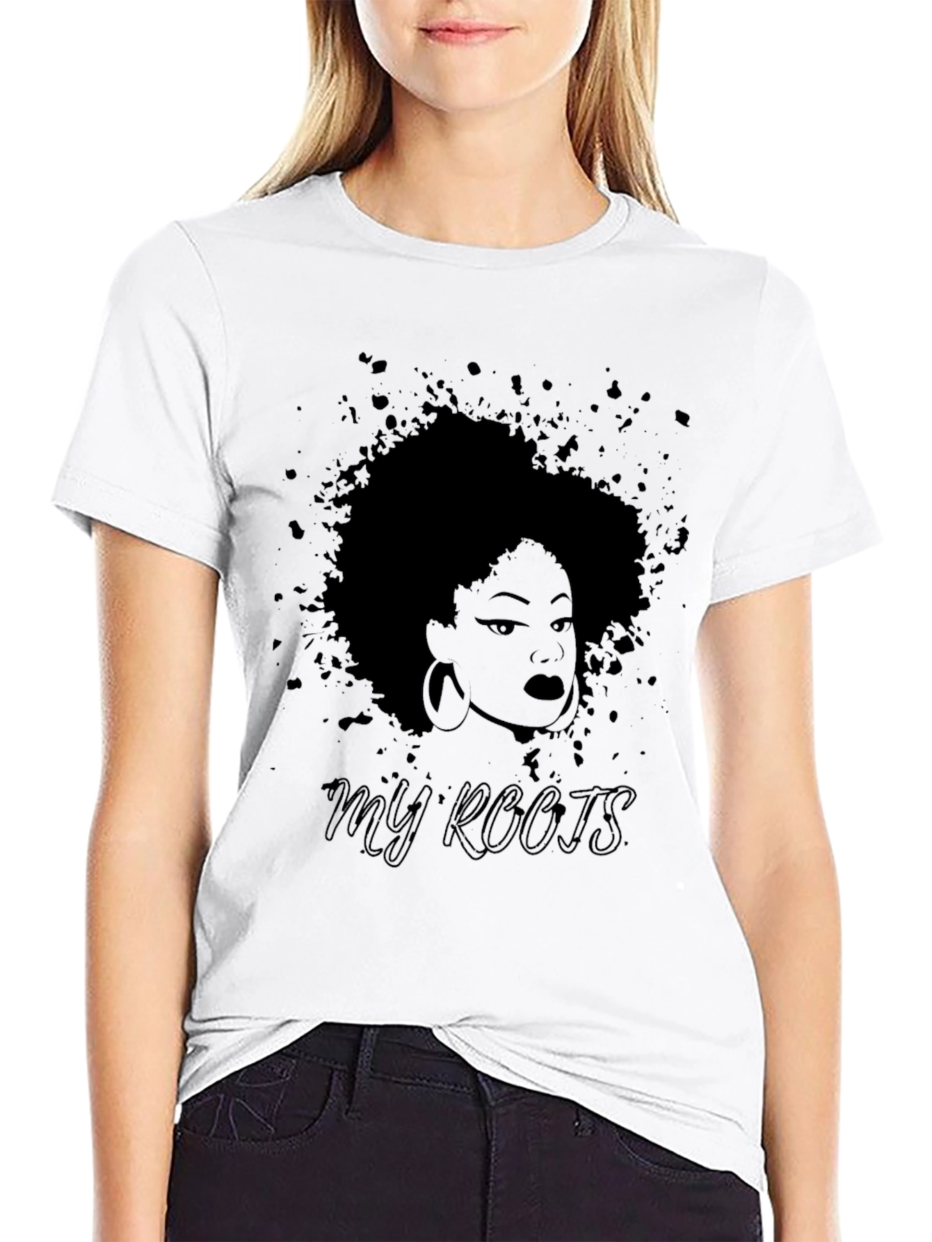 Camiseta Negra Mis Raíces con Diseño Afro