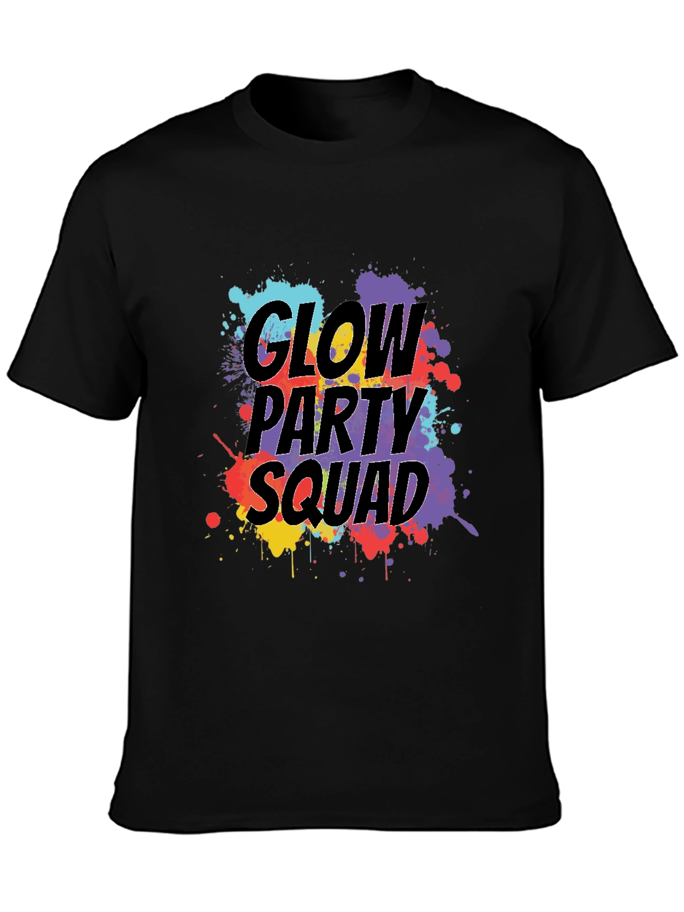 Camiseta Negra Glow Party Squad Divertida