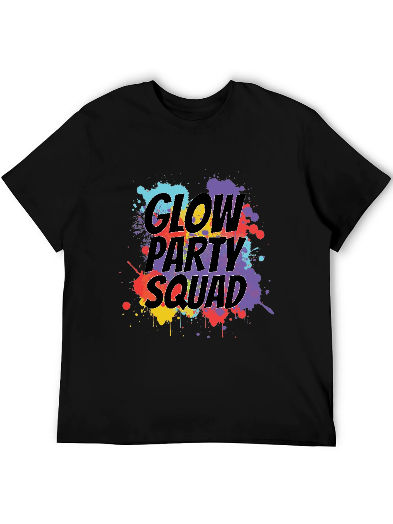 Camiseta Negra Glow Party Squad Divertida