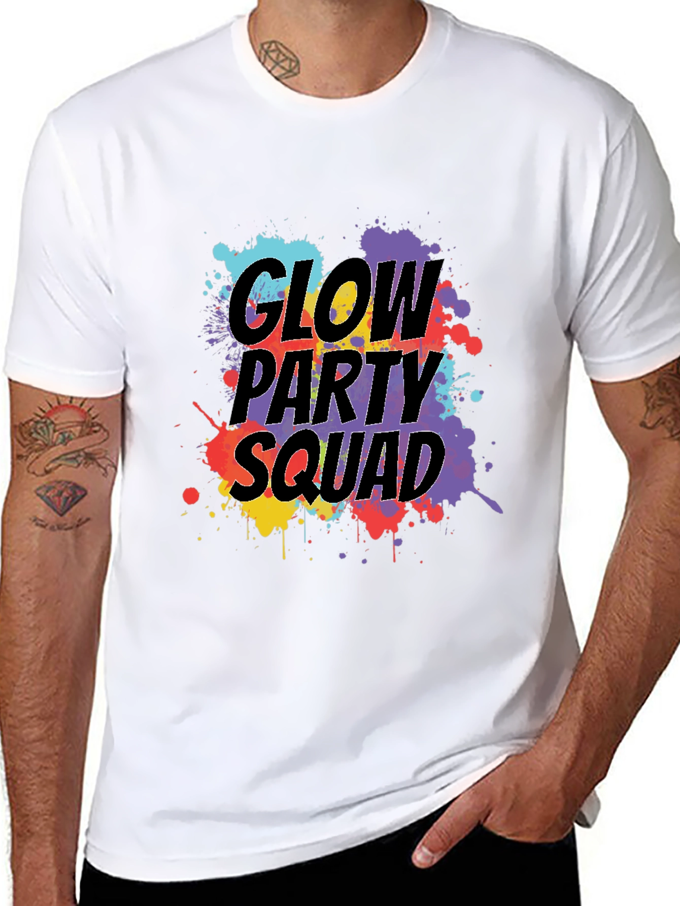Camiseta Negra Glow Party Squad Divertida