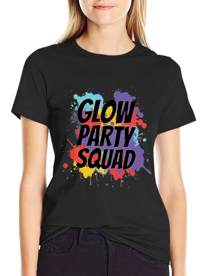 Camiseta Negra Glow Party Squad Divertida