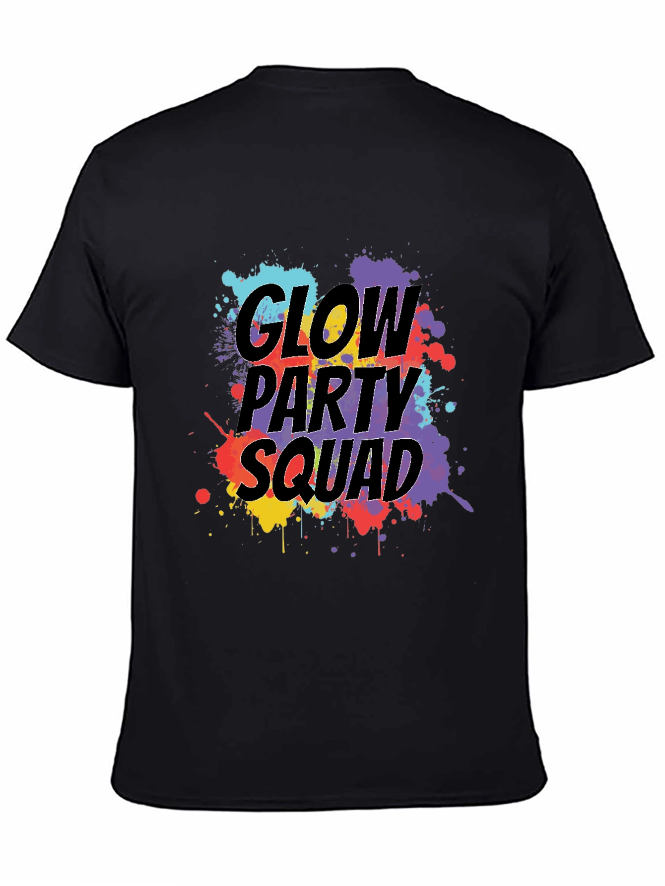 Camiseta Negra Glow Party Squad Divertida