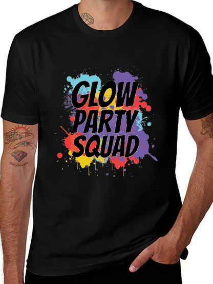 Camiseta Negra Glow Party Squad Divertida