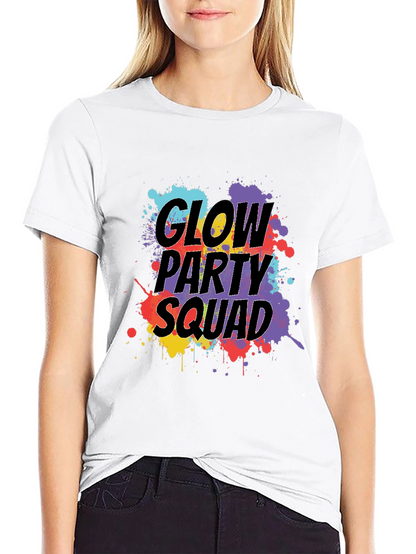 Camiseta Negra Glow Party Squad Divertida