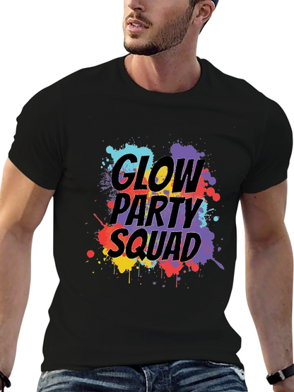 Camiseta Negra Glow Party Squad Divertida