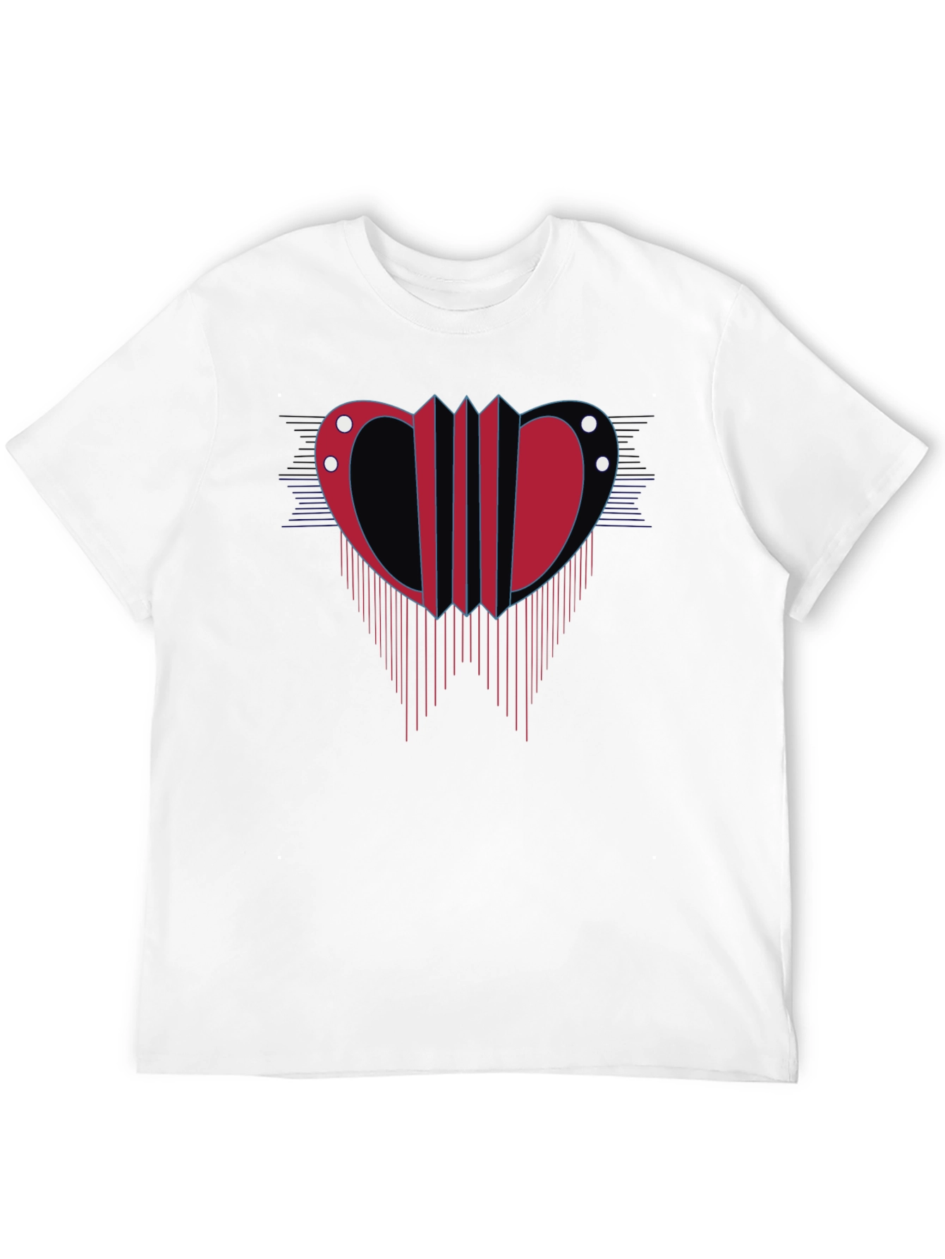 Camiseta Negra con Diseño Abstracto Rojo y Azul