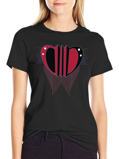 Camiseta Negra con Diseño Abstracto Rojo y Azul