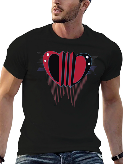 Camiseta Negra con Diseño Abstracto Rojo y Azul