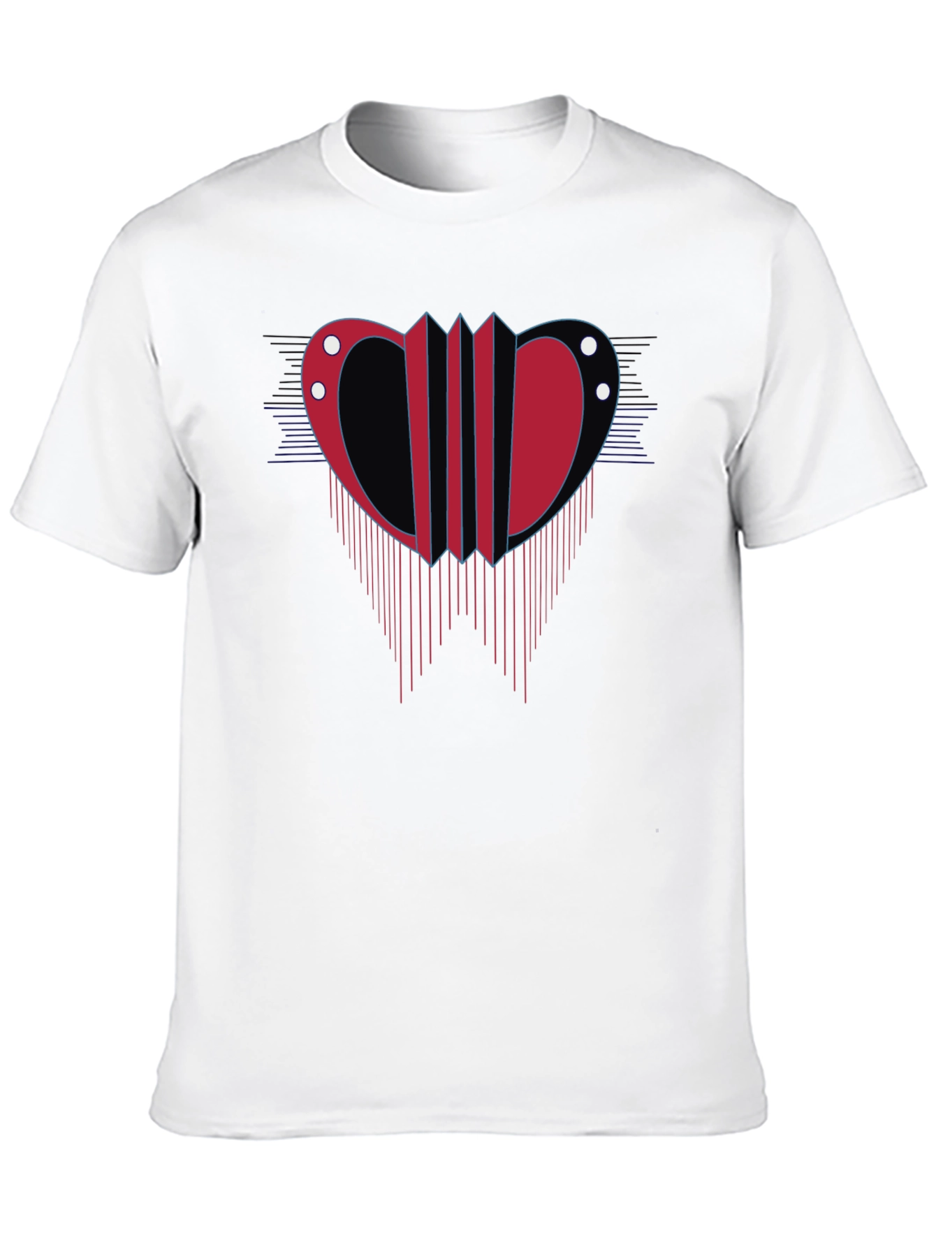 Camiseta Negra con Diseño Abstracto Rojo y Azul