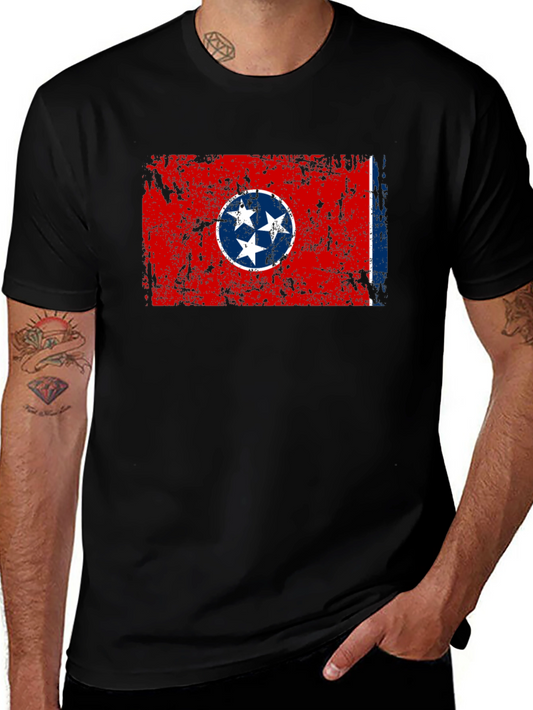 Camiseta Negra con Bandera de Tennessee Estilo Vintage