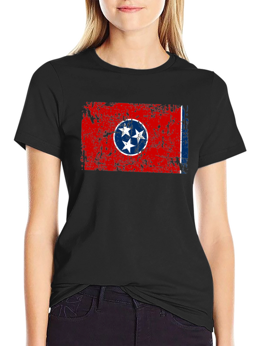 Camiseta Negra con Bandera de Tennessee Estilo Vintage