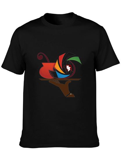 Camiseta Negra con Diseño Abstracto de Arte Moderno
