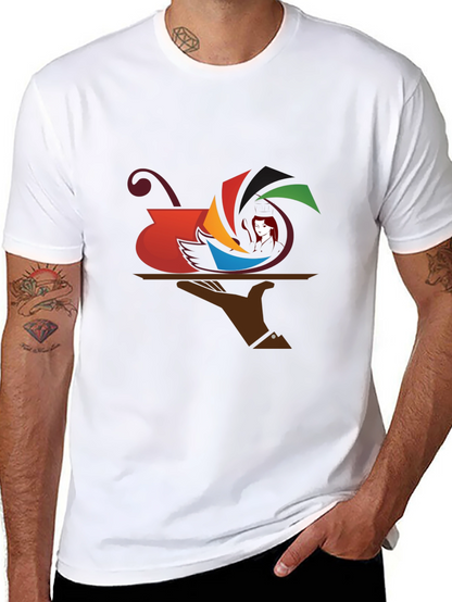 Camiseta Negra con Diseño Abstracto de Arte Moderno