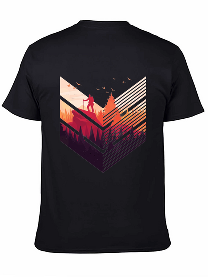 Camiseta Negra Hombre Diseño Aventurero Montaña