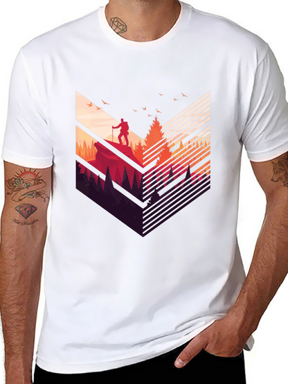 Camiseta Negra Hombre Diseño Aventurero Montaña