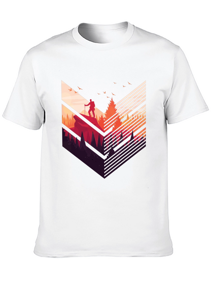 Camiseta Negra Hombre Diseño Aventurero Montaña