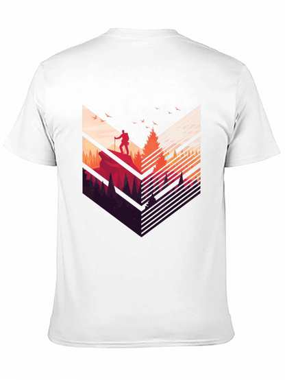 Camiseta Negra Hombre Diseño Aventurero Montaña