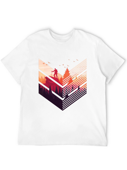 Camiseta Negra Hombre Diseño Aventurero Montaña