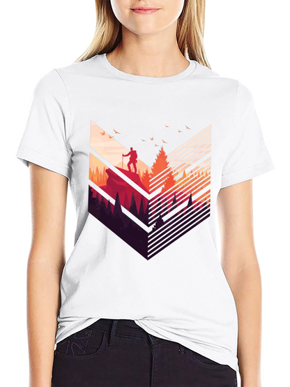 Camiseta Negra Hombre Diseño Aventurero Montaña