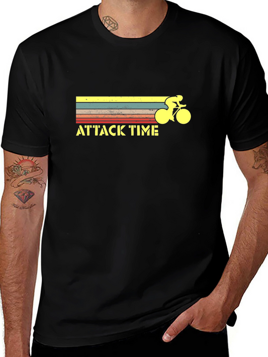 Camiseta Negra Ciclismo Attack Time Retro Vintage