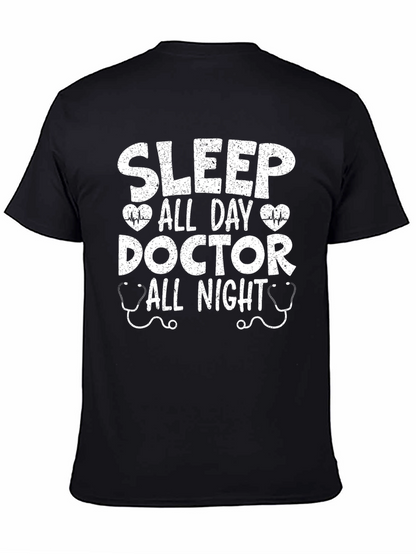 Camiseta Negra Doctor: Dormir Todo el Día