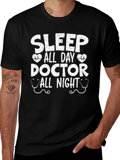 Camiseta Negra Doctor: Dormir Todo el Día