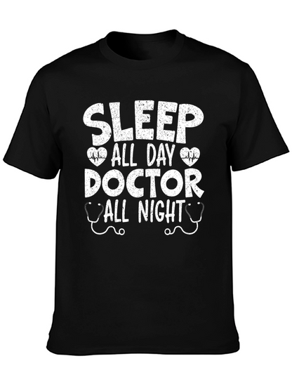 Camiseta Negra Doctor: Dormir Todo el Día